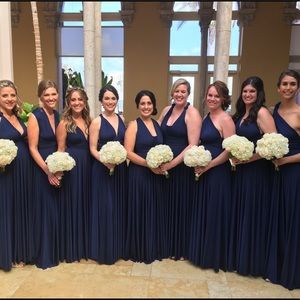 Two birds navy convertible dress